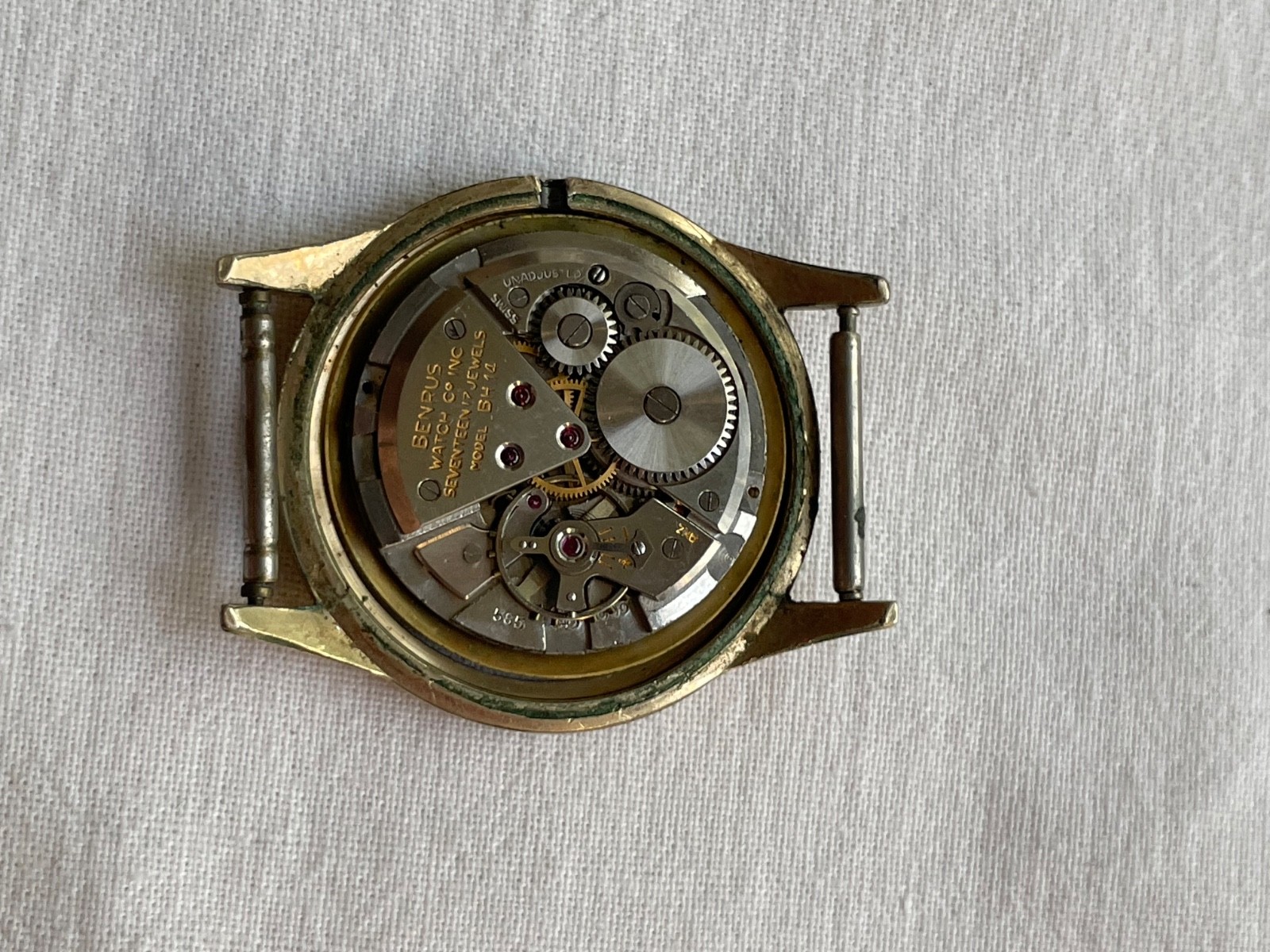 Benrus model BH 14 – GREAT DIAL – rolled gold mens watch AS IS, lot0408