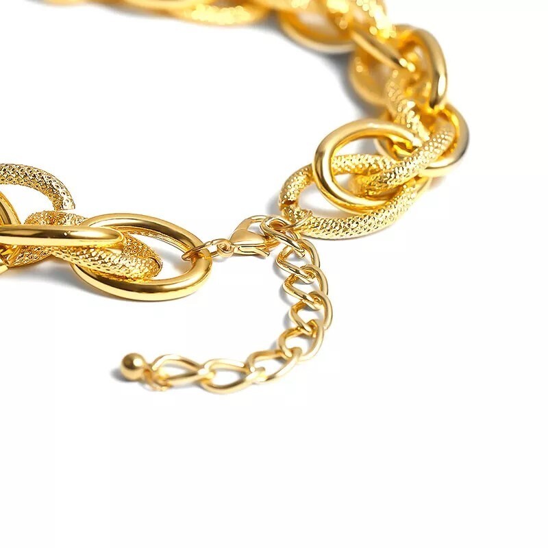 Chunky Choker Gold Necklace – Cuban Link Chain Double O Link Necklaces Hip-hop
