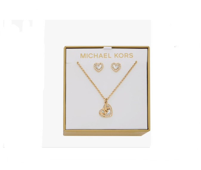 Michael Kors Women’s Gold-Tone Earrings and Necklace Gift Set MKJ8399SET BNIB