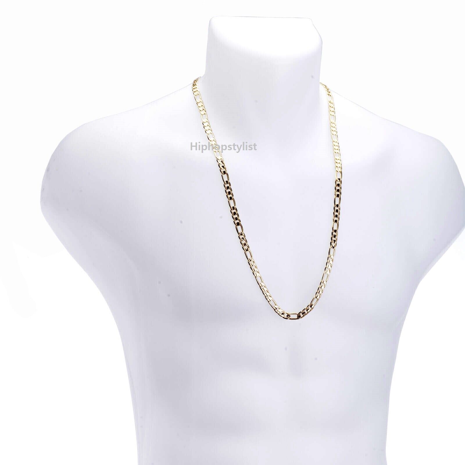14k Italian Concave Figaro Link Chain 4mm to 12mm Gold Plated 8″ 9″ 20″ 24″ 30″