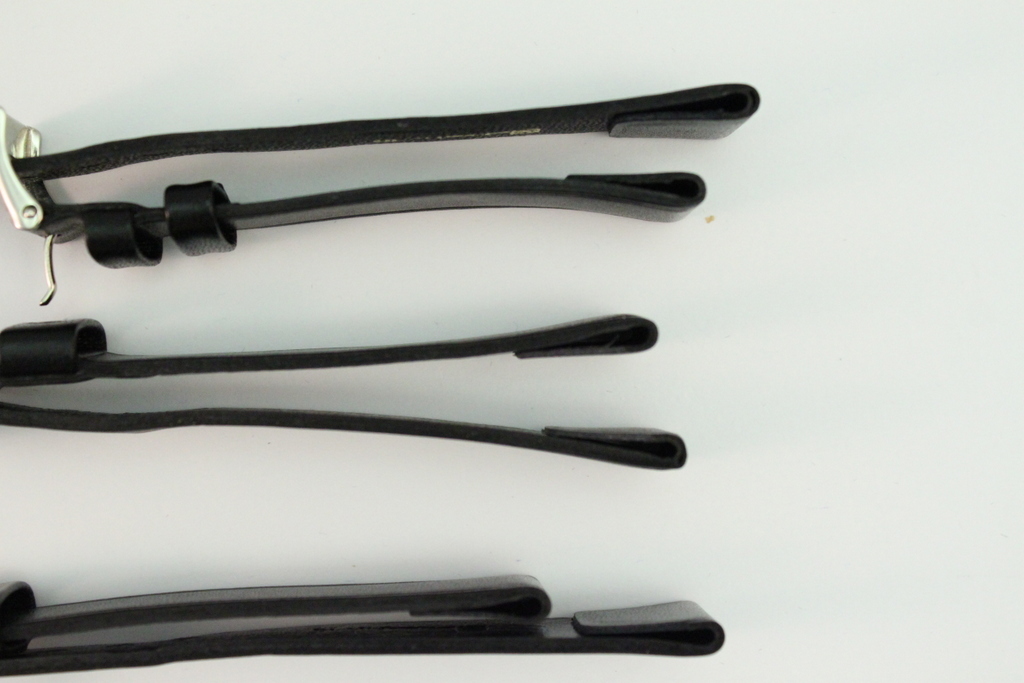 Watch Strap Clip Band 16mm Leather for Fixed Bars Length: M Black