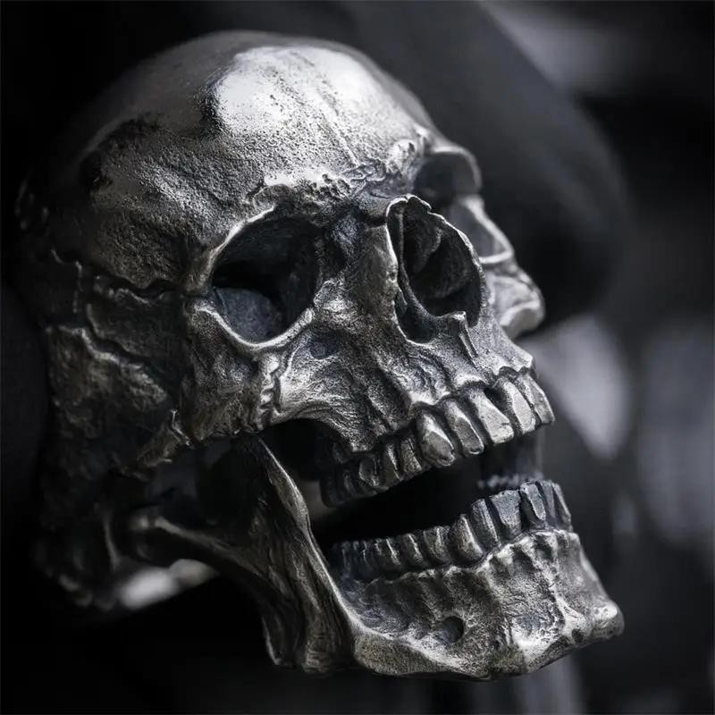 Men’s Stainless Steel Unique Gothic Skull Ring Biker Punk Retro Biker Motorcycle
