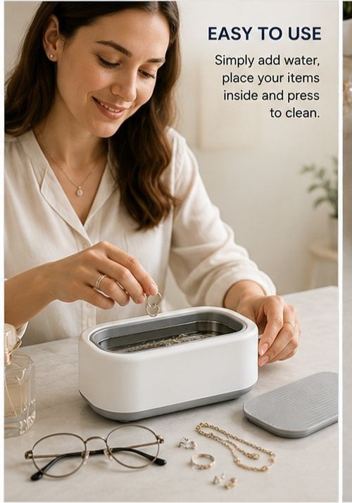 Ultrasonic Jewelry Cleaner Machine Portable Ring Glasses Watch Cleaning Device
