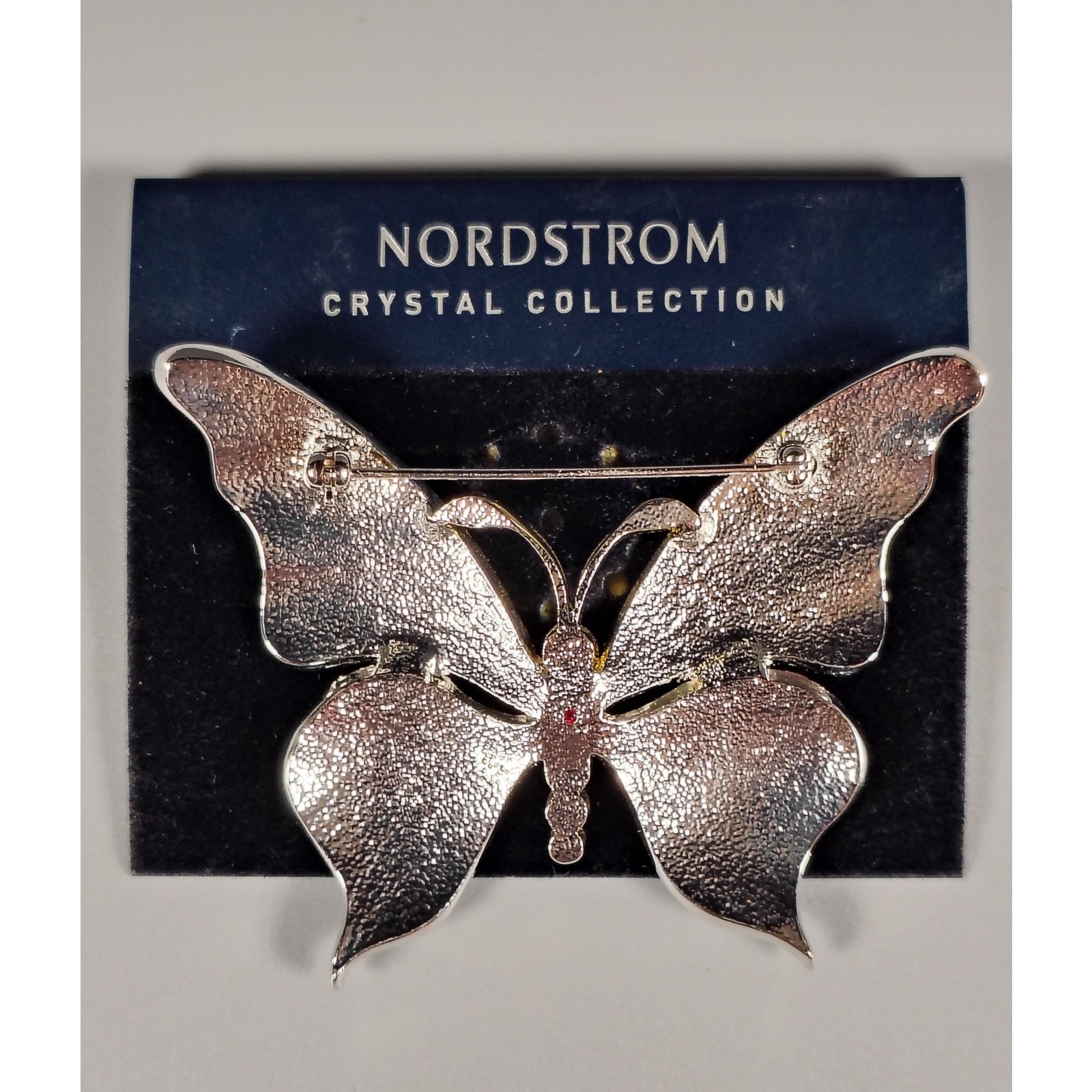 Vintage Nordstrom Crystal Collection Butterfly Brooch Pin 2.75″ – Rhodium Plated