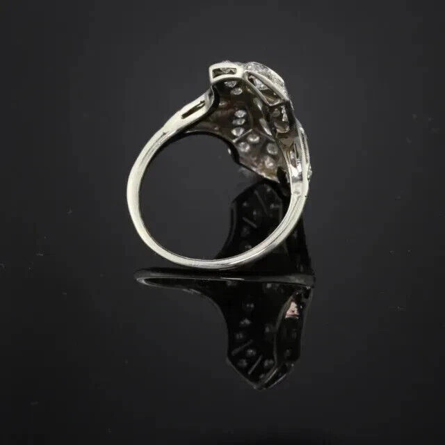 Art Deco Style Lab Created Diamond Engagement Wedding 14K White Gold Finish Ring
