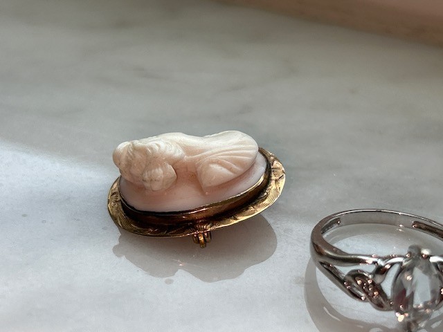 1OK GOLD BEAUTIFUL JEWELRY LOT OF 4.. CAMEO, GEMSTONE RINGS & PENDANT 9.6TW