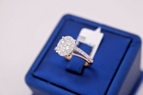 14K Two Tone 1.00 CT Diamond Ladies Cluster Ring, 3.6gm, Size 7, S14227