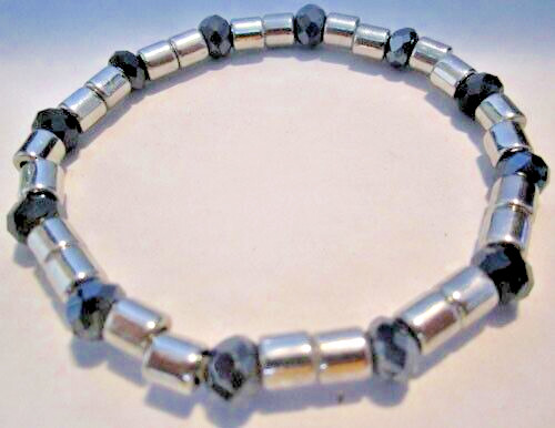 Bracelet – Silver and Black Beads (1 Piece)