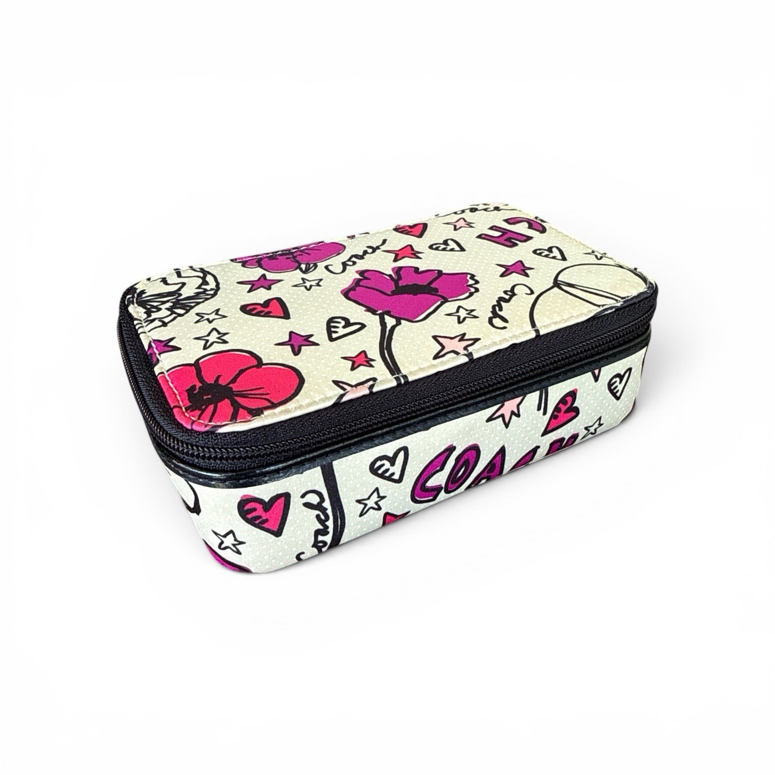 Coach Poppy Zip Around Travel Jewelry Case Organizer Pouch Nylon
