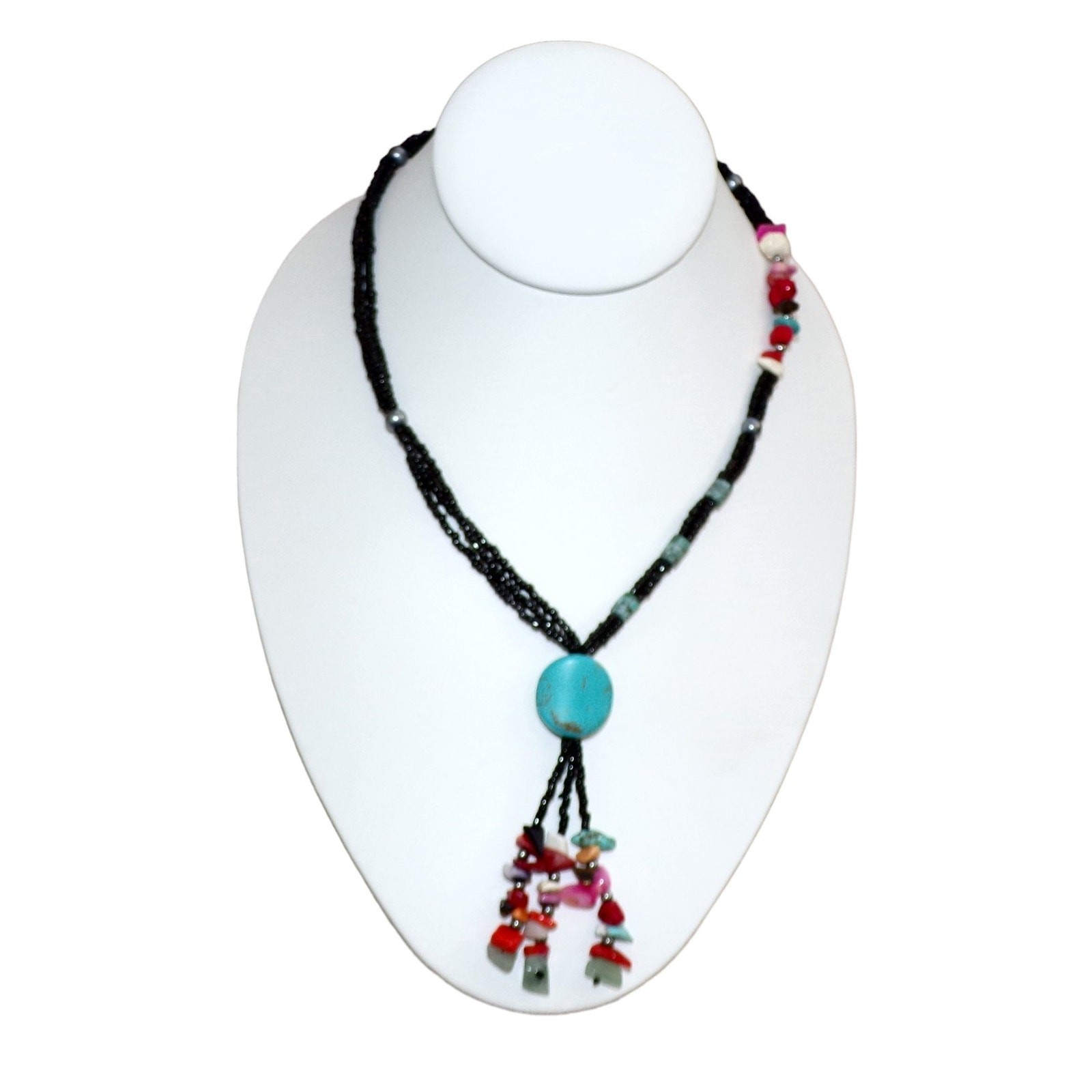 Handmade Beaded Necklace Dyed Howlite Jasper Green Aventurine 16″ Long