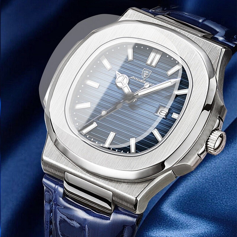 POEDAGAR Luxury Analog Men’s Watch Waterproof Luminous Leather Quartz Wristwatch