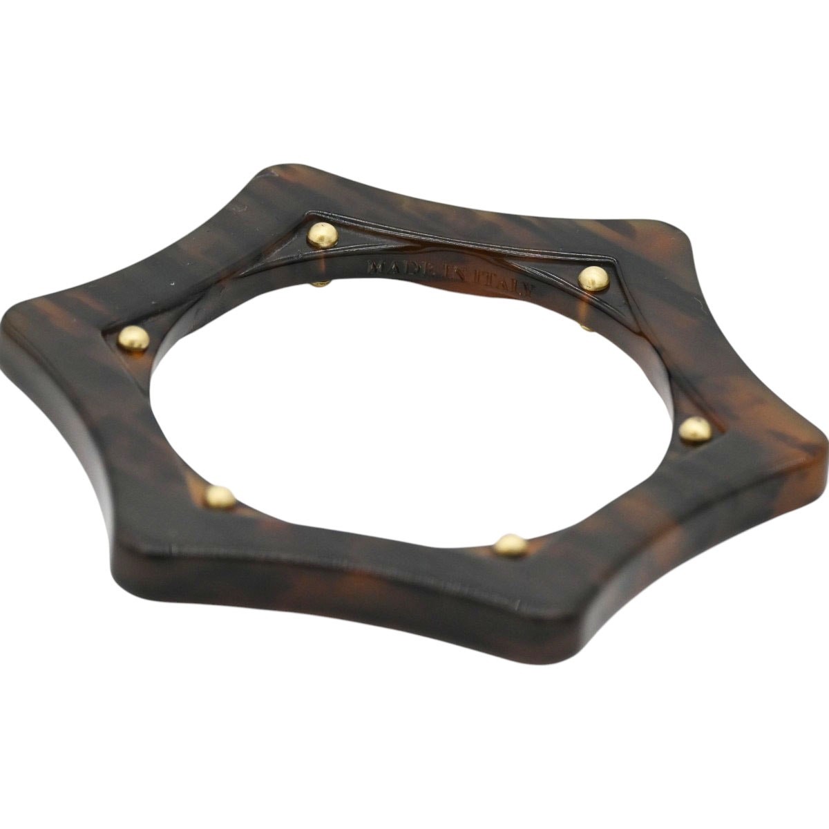 Lanvin Tortoise Shell Resin Studded Hexagonal Six Pointed Star Bangle