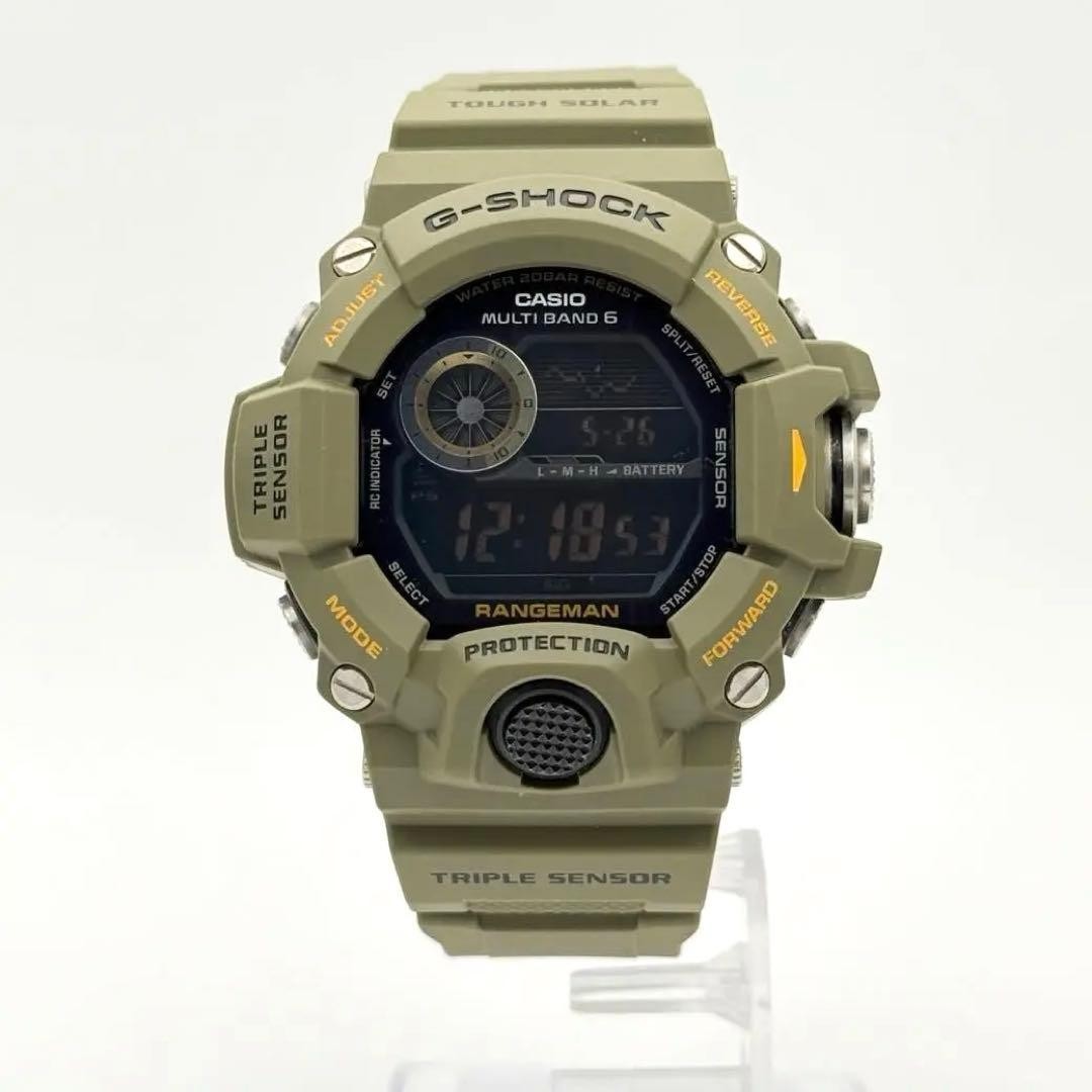 CASIO G SHOCK GW9400J3JF Rangeman Khaki Tough Solar Multiband 6 Watch In hand