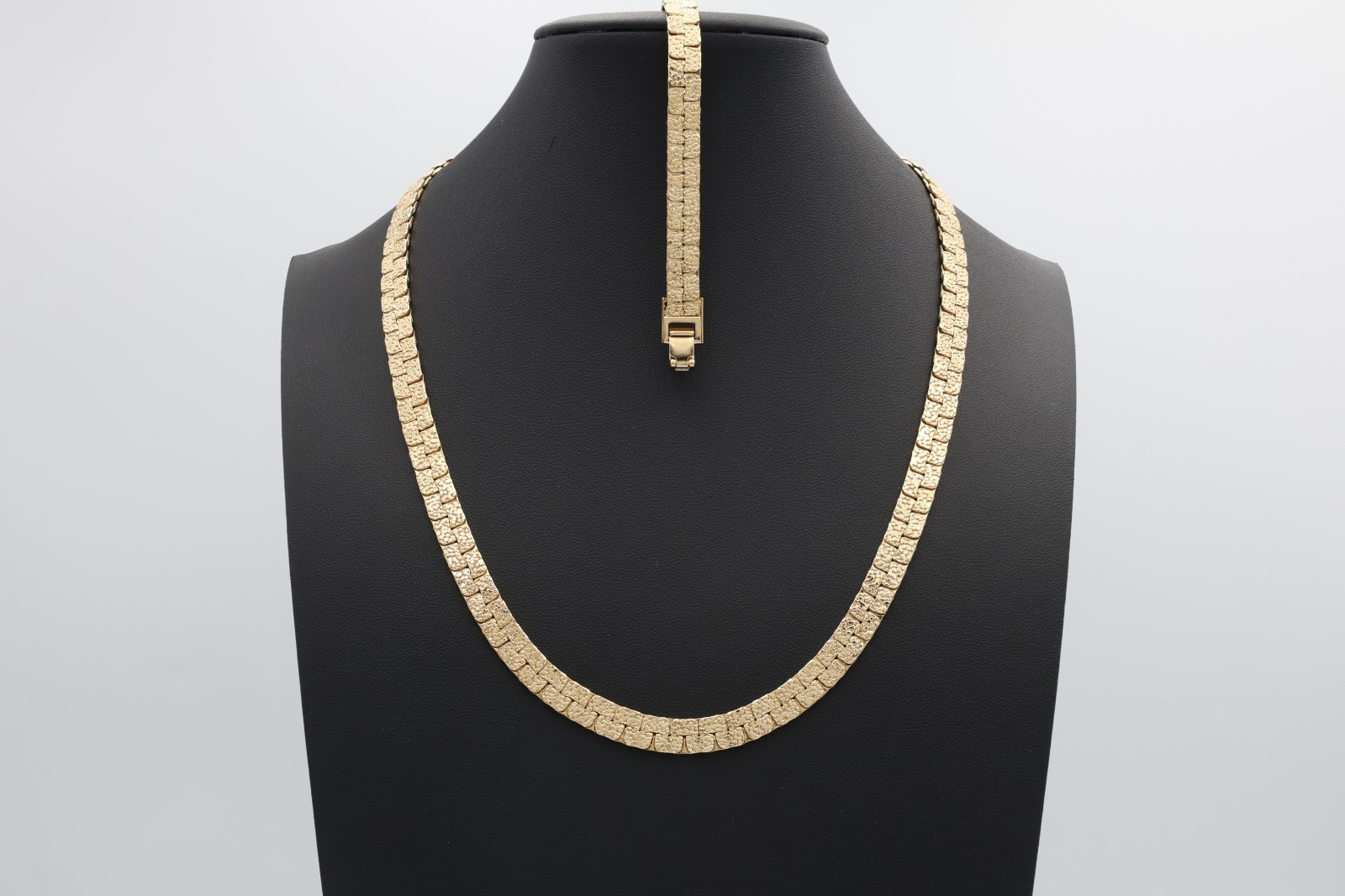 14k Heavy Plated Gold Nugget Chain Necklace & Bracelet 7mm Flat Necklace, Unisex