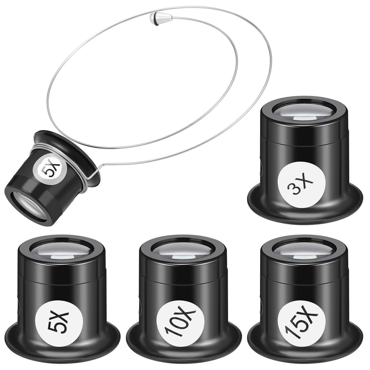 4Pcs Headband Eye Clip Magnifiers with 3X 5X 10X 15X Loupes for Watch Repair …