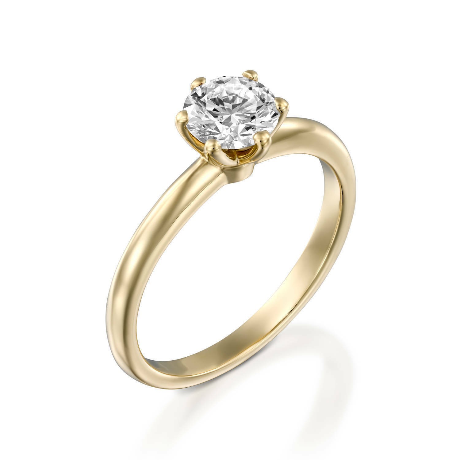 1.50 Ct Round Diamond Solitaire 14K Yellow Gold Finish Engagement Wedding Ring