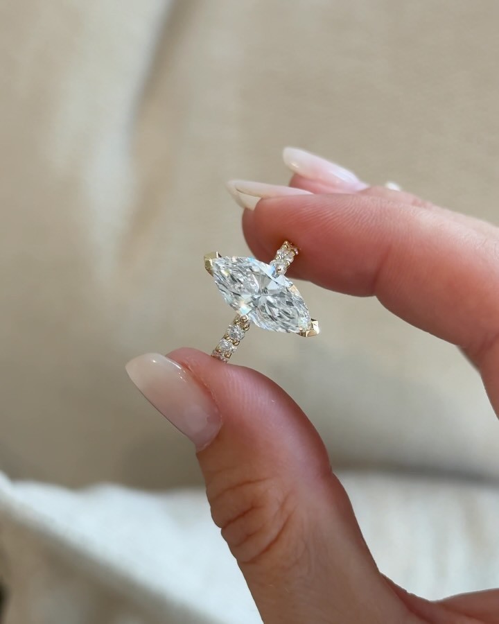 Luxury Jewelry 3.35 Ct Marquise Cut Lab Grown Diamond Ring Solid 14K Yellow Gold