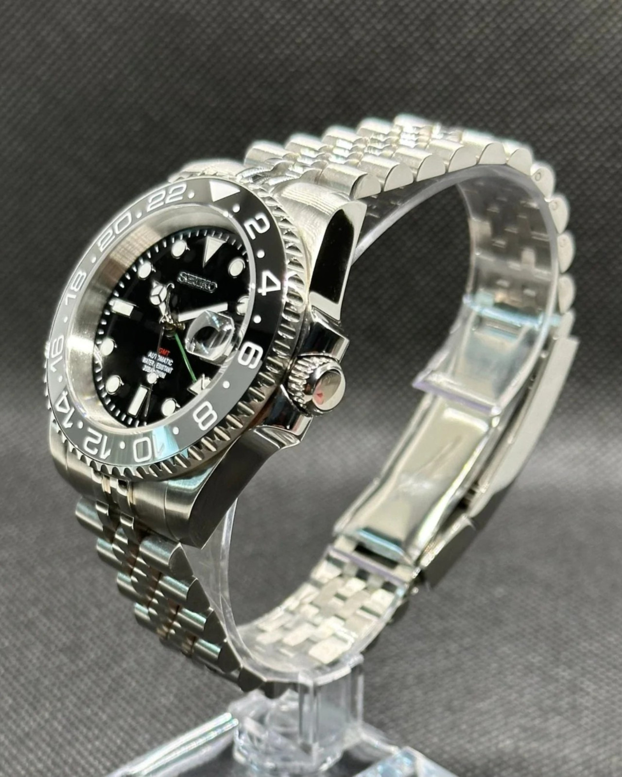PrimeCrown Steel GMT Automatic | Brown/Black 24h Bezel | NH34