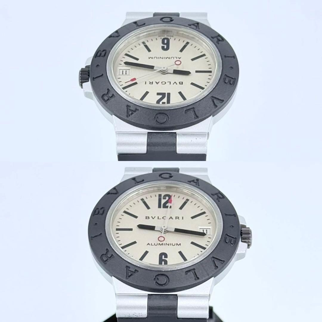 Bvlgari AL38A Automatic Aluminum Men’s Watch White Date Japan 0711936