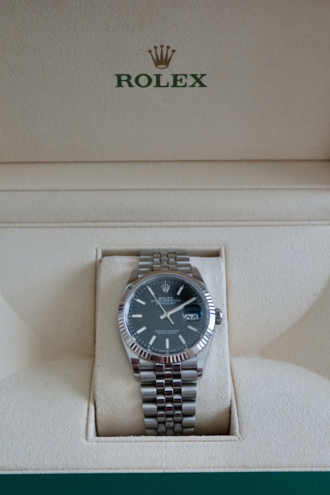 Rolex Datejust 126234 Watch Stainless Steel Jubilee Fluted, 36mm, Black Dial