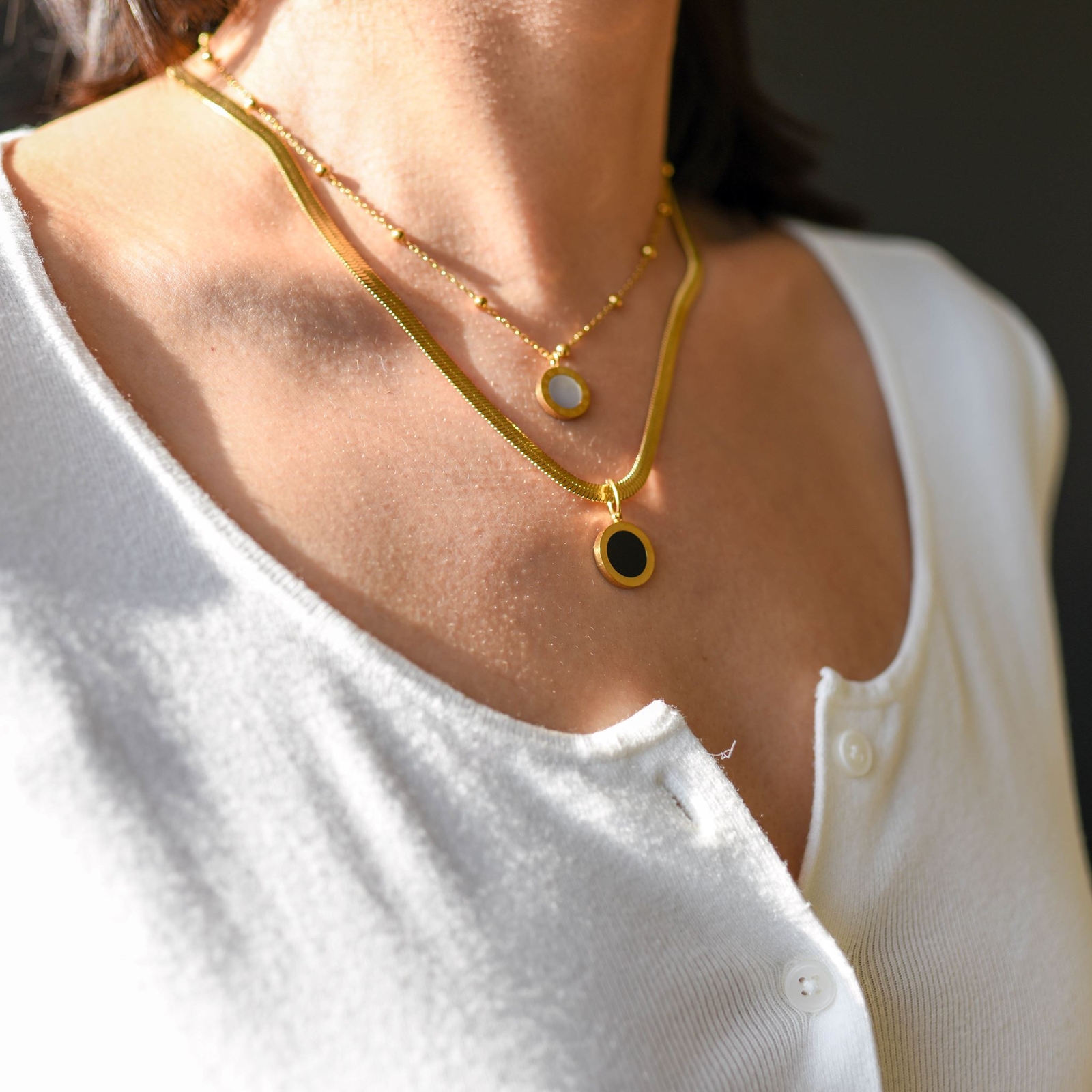 Layered Snake Chain Pendant Necklace