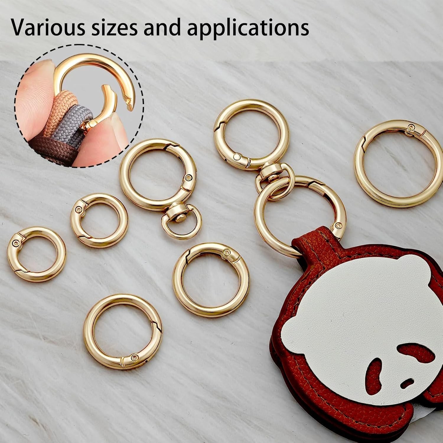 16PCS Metal Spring O Ring Set Assorted Sizes Silver Zinc Carabiner Keychain C…