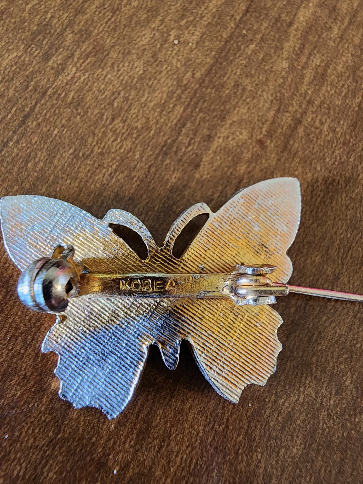 Vtg Korean Enamel Butterfly Pin Signed Korea 1.74″w X .5″t Good Condition