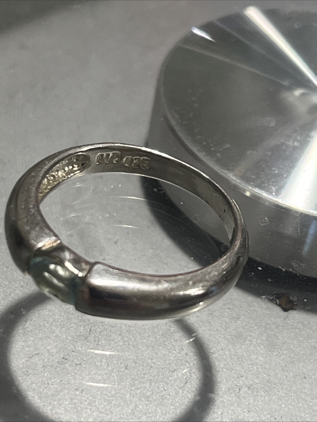 925 Sterling Aquamarine Ring Marked With Makers Mark
