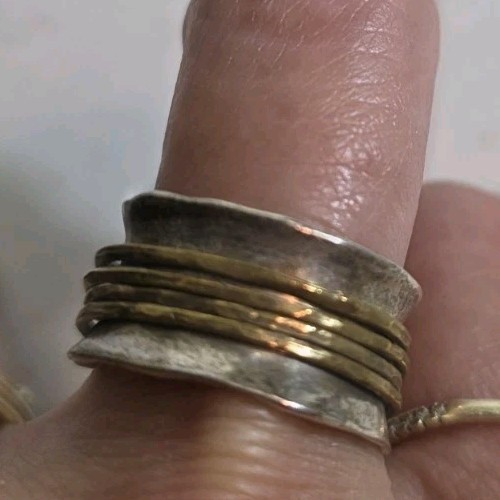 PAZ 925 STERLING SILVER HAMMERED SPINNER RING MADE IN ISRAEL PZ