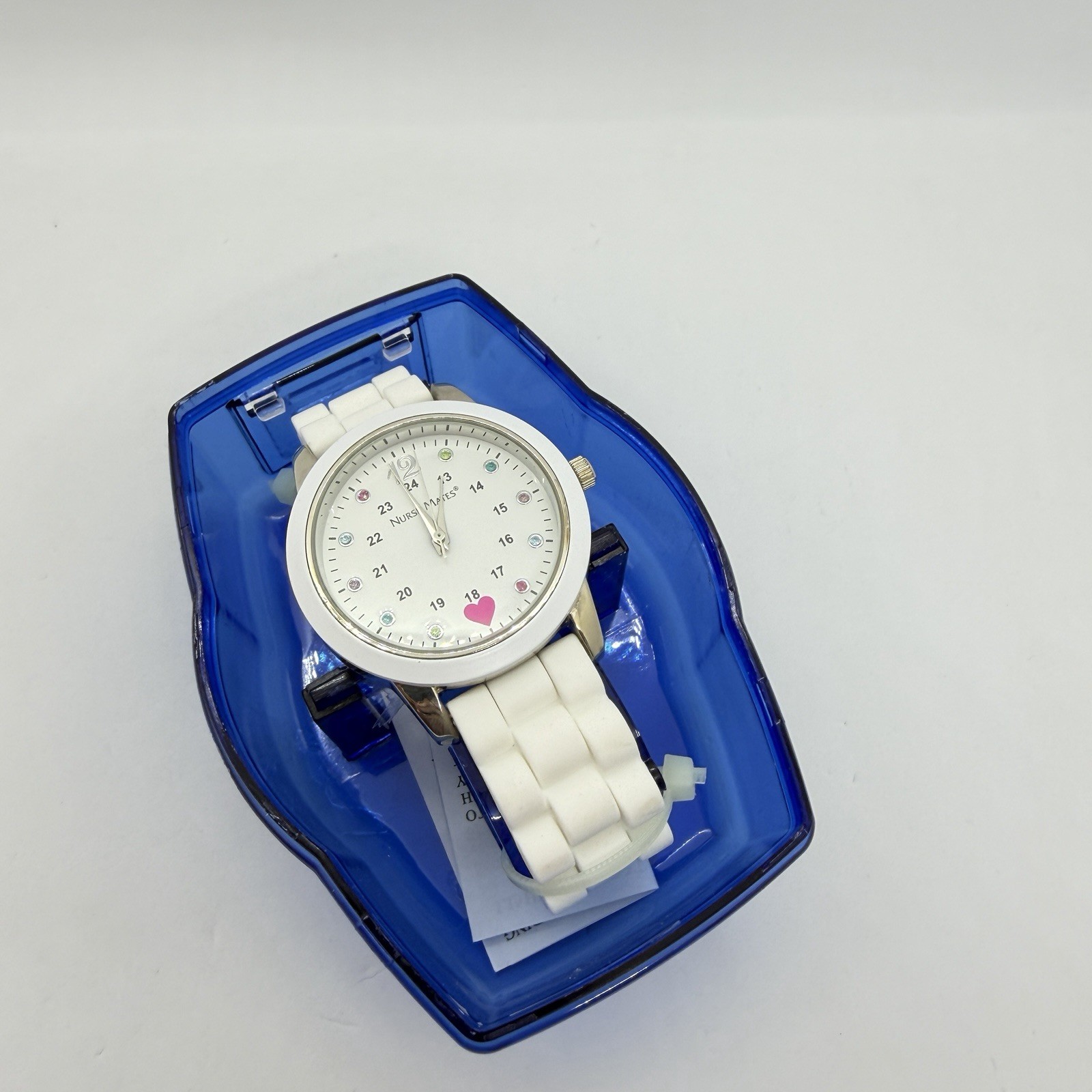 Nurse Mates Sparkle women’s nurse watch water-resistant silicone strap – White