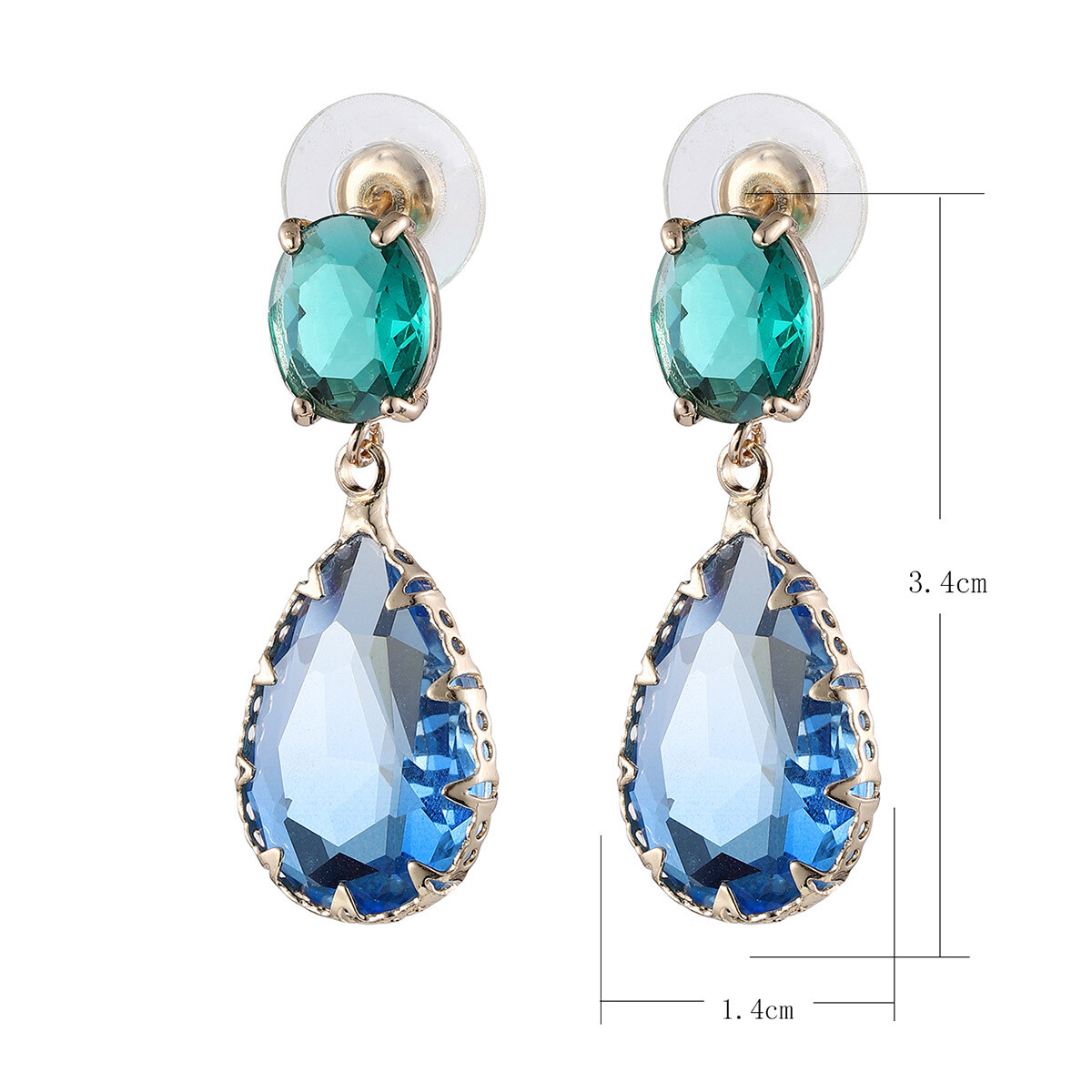 New Waterdrop Shape Blue White Mix Be Color Tourmaline Gems Women Dangle Earring