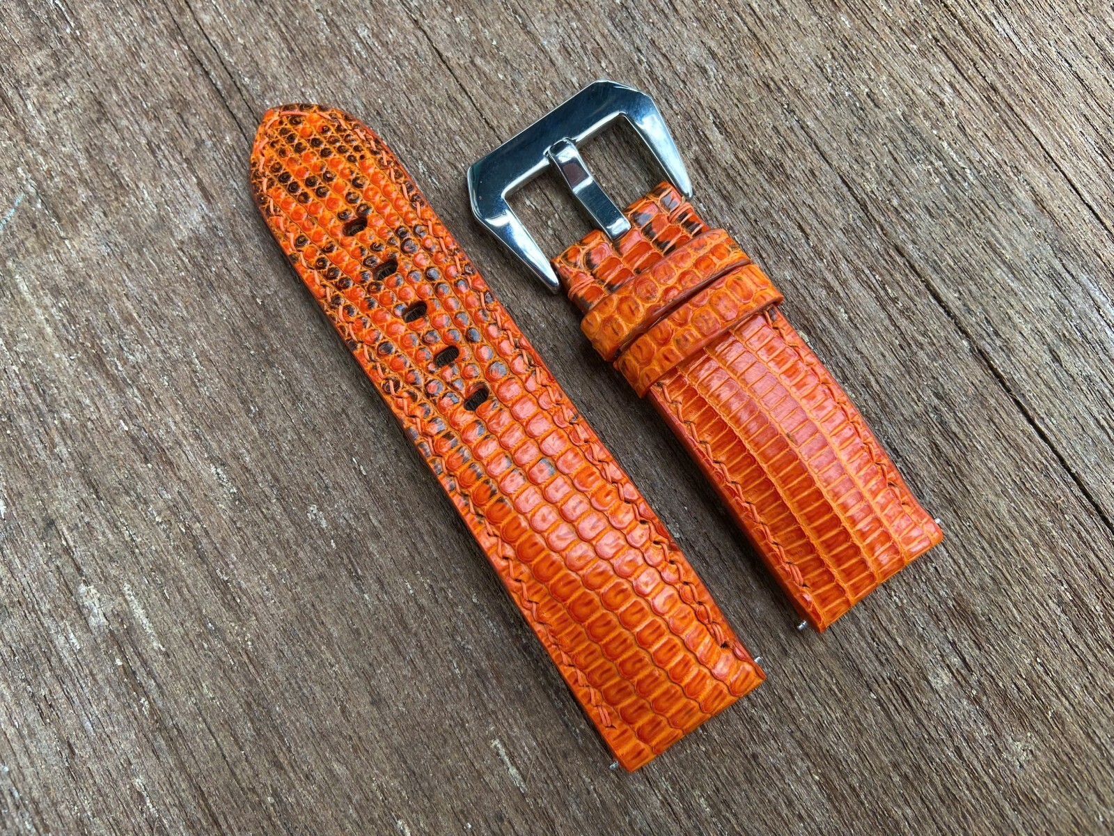 Orange Lizard Leather Watch Strap Band, Size 16mm 18mm 20mm 21mm 22mm 24mm 26mm