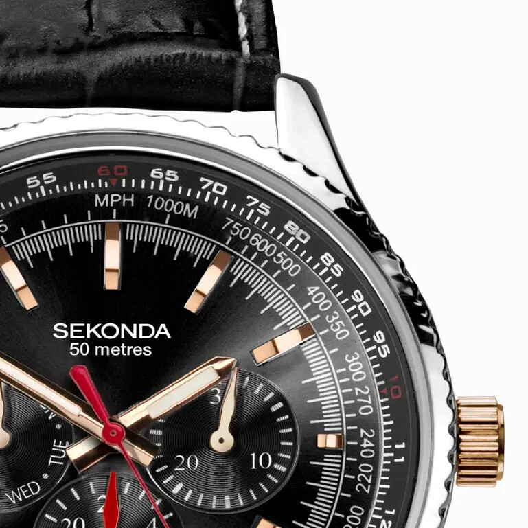 Mens New Sekonda Maverick Pilot Multi Dial Day & Date 50m Watch 30036 Rp £54.99