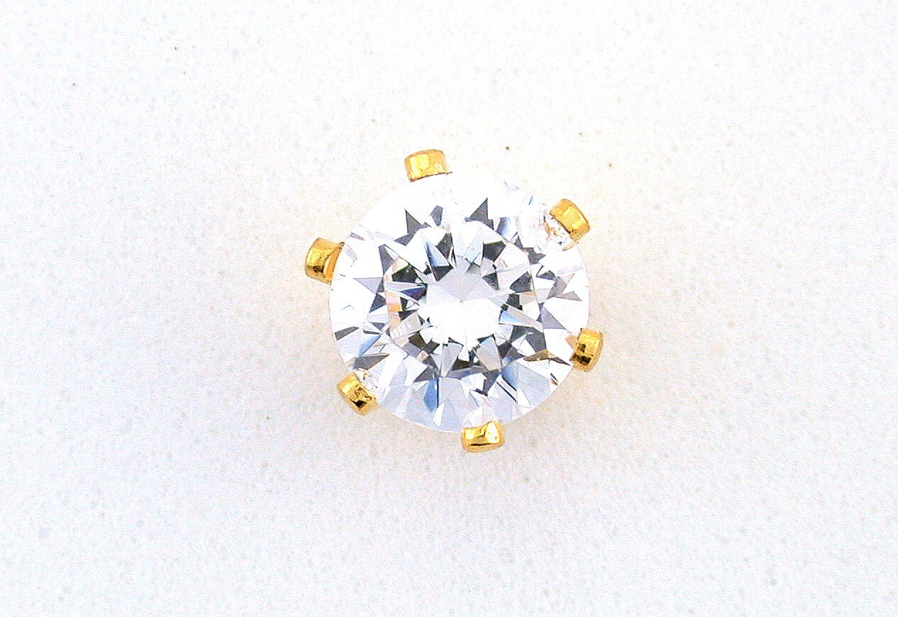 7mm Round Clear White CZ Cubic Zirconia Gemstone Goldplated Tie Tack EPTT264