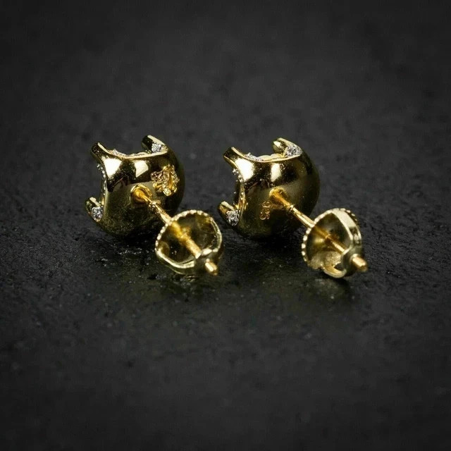 3.00Ct Round Cut Lab Created Diamond Men’s Stud Earring 14K Yellow Gold Plated