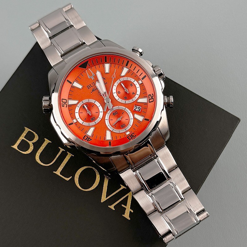 Bulova 96B395 Marine Star Orange Dial Chronograph Men’s Quartz Watch 43mm