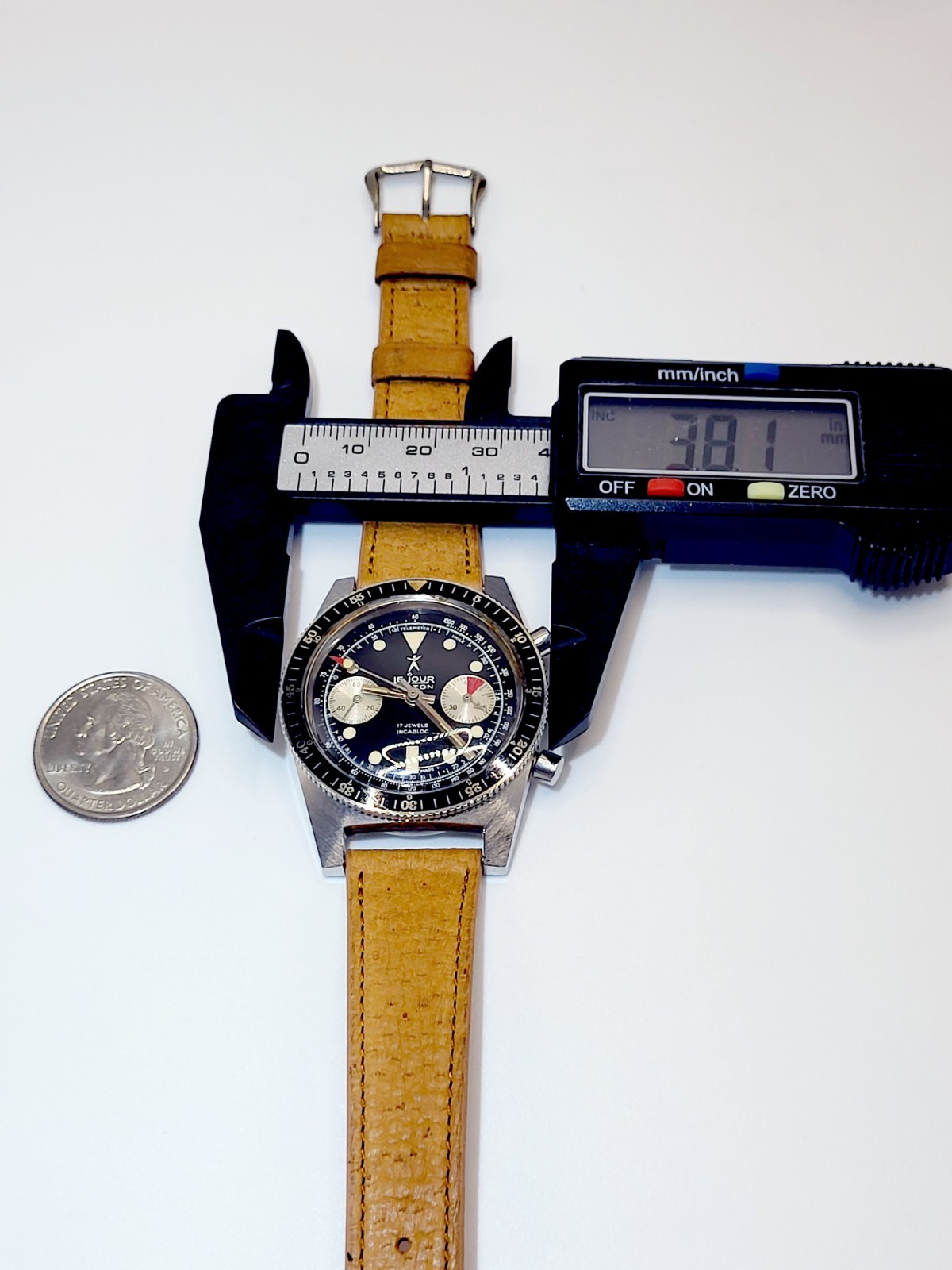 Le Jour Triton 2-Reg Chronograph Original Dial Landeron 248 Vintage 1960s N.MINT