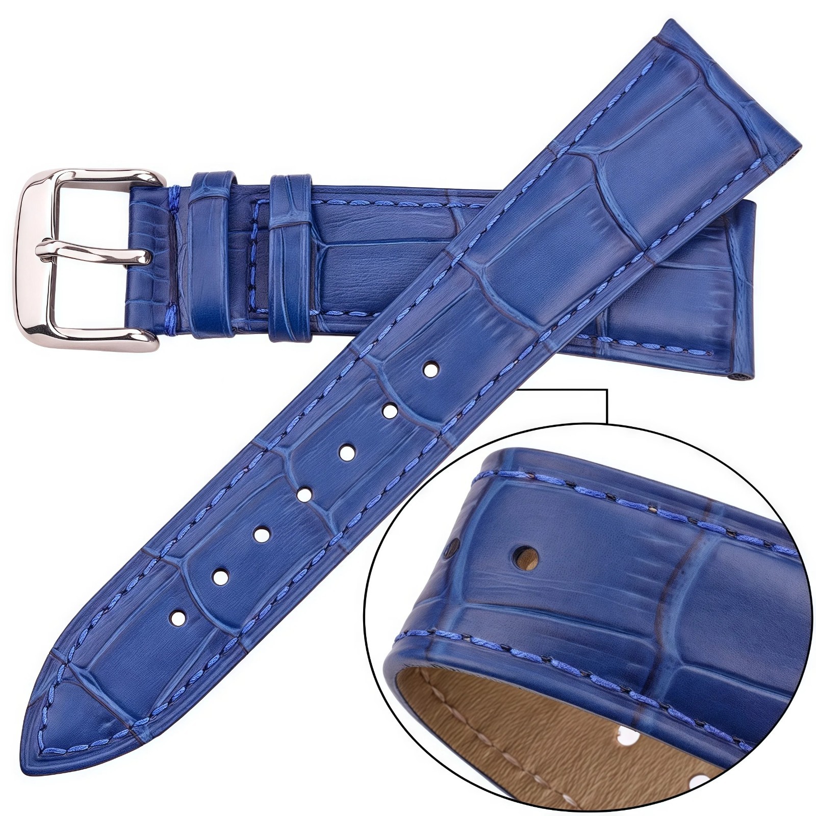 Alligator Grain Genuine Leather Watch Band Quick Release16mm/18mm/20mm/21mm/22mm