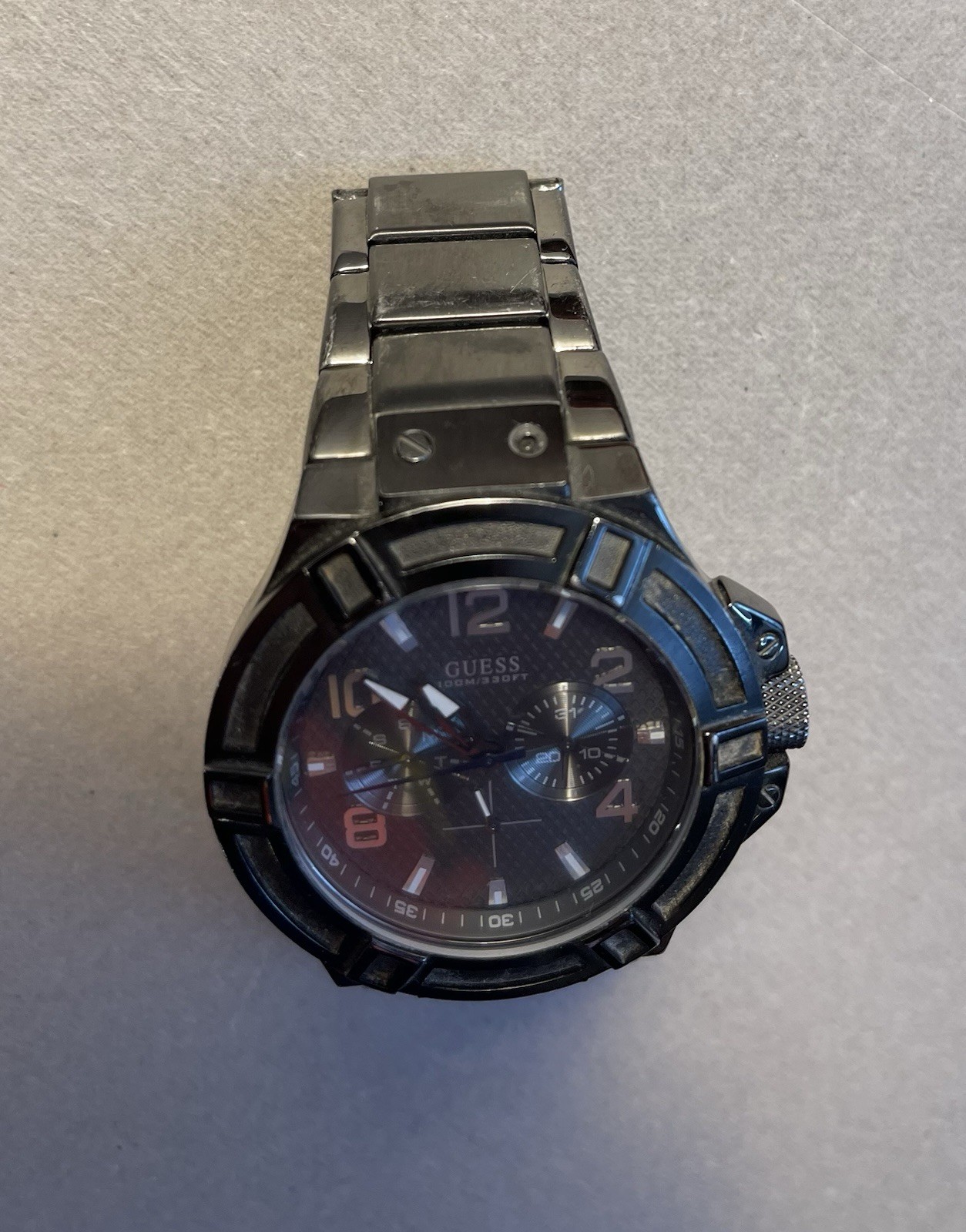 GUESS W0041G1 Chronograph Quartz “Tiesto” Black Stainless Steel Mens Watch 45mm