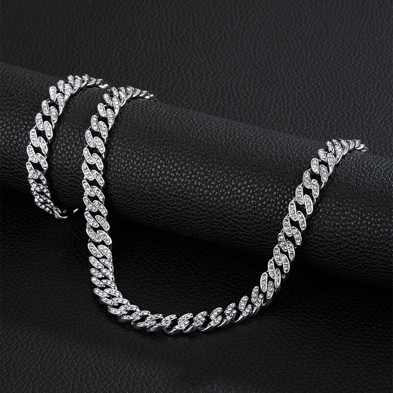 8MM Gold Plated CZ Cuban Link Chain Hip Hop Iced CZ Out Cuban Necklace/Choker