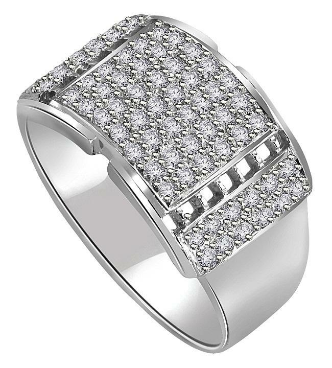 Men’s Wedding Ring SI1 G 0.70 Ct Round Diamond 14K White Gold Pave Set 12.45MM