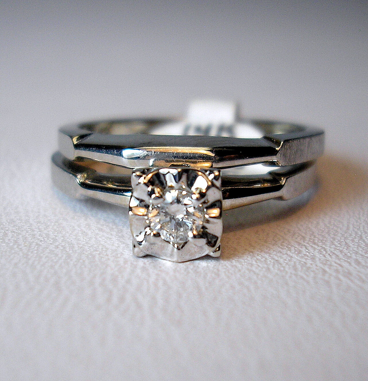 0.11 ct Natural Diamond F/SI-3 14K White Gold Wedding Ring Set Was $795 Video