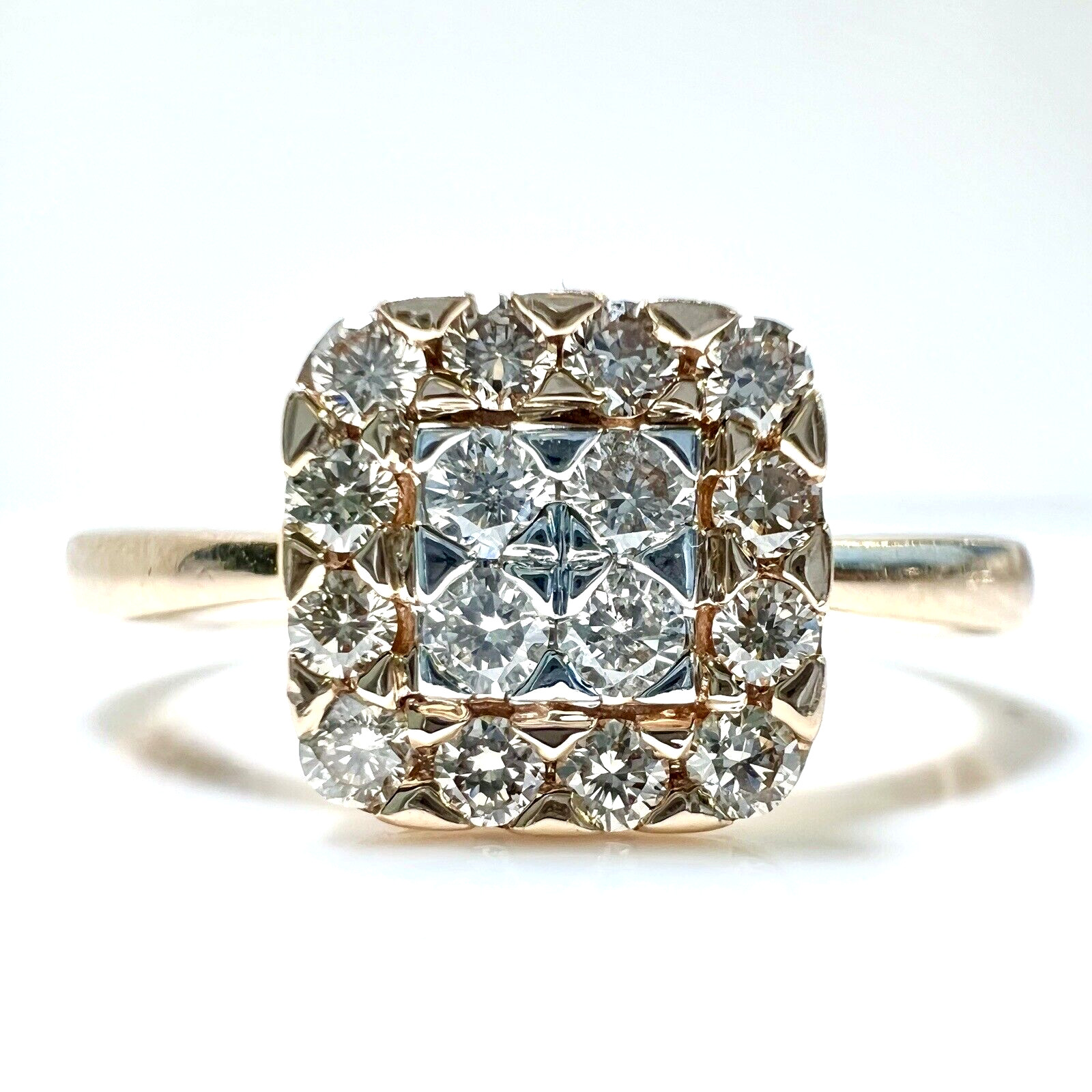 Ring 585 gold rose gold 0.26 ct. diamonds size 56.5/18mm 3.4g like new