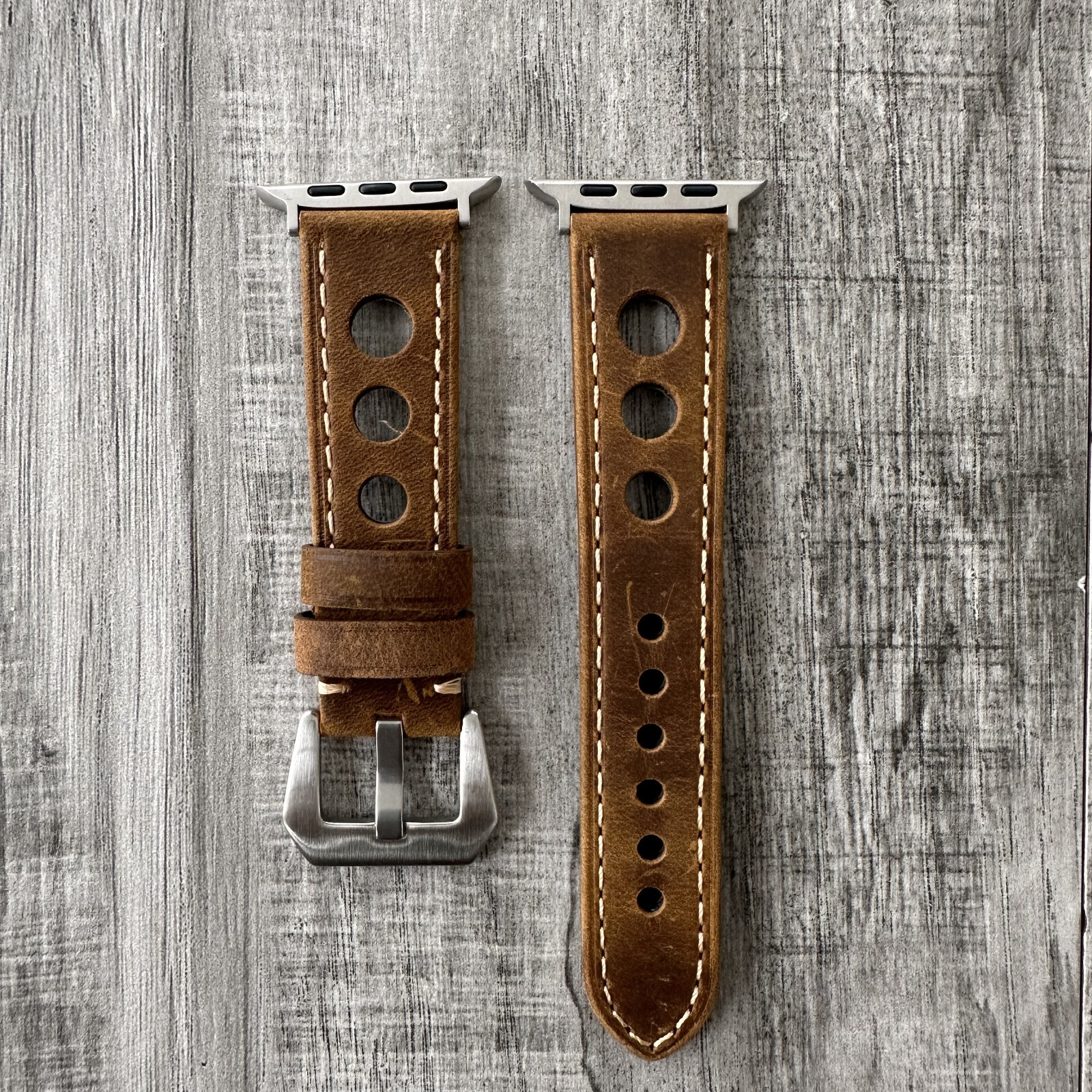 Leather Perforated Racing Rally Watch Strap Band For Apple Watch ULTRA 1 2 49mm