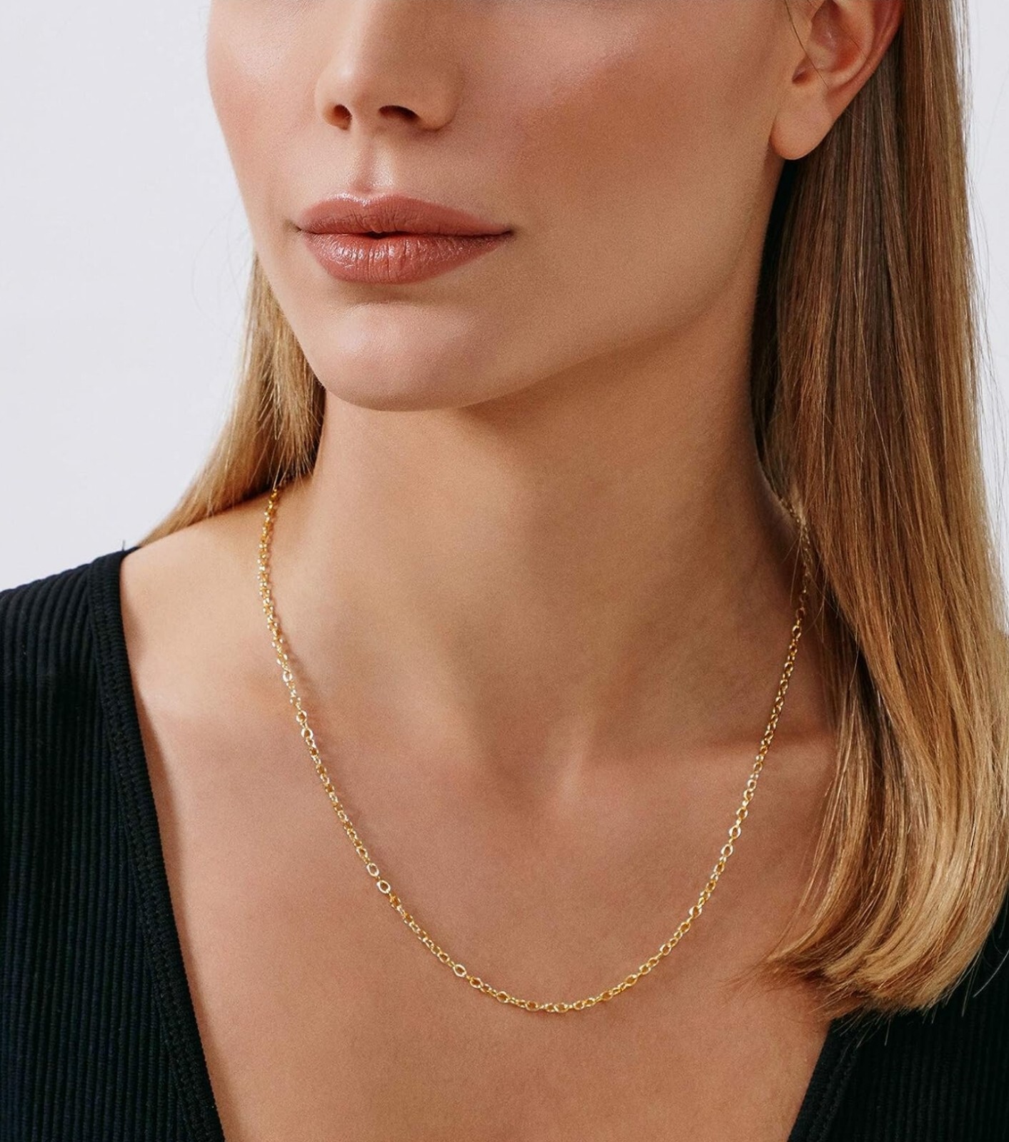 Jewelry Atelier Gold Chain Necklace -14K Solid Yellow Gold Filled 16″ L 2.7mm W