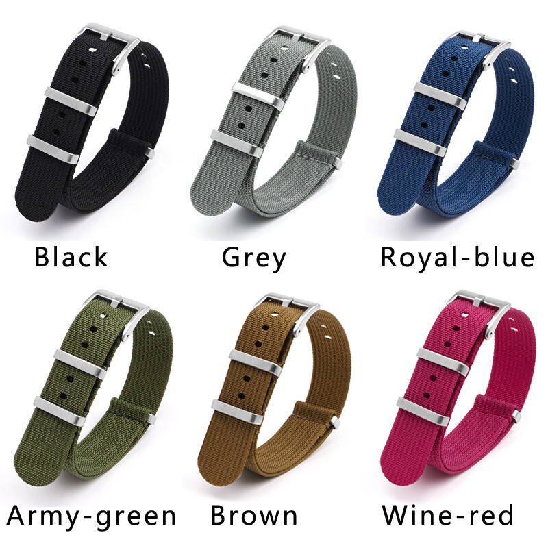 20mm Sport Bracelet Watch Strap Retro One-Piece Long Watchband Weave Nylon Bands