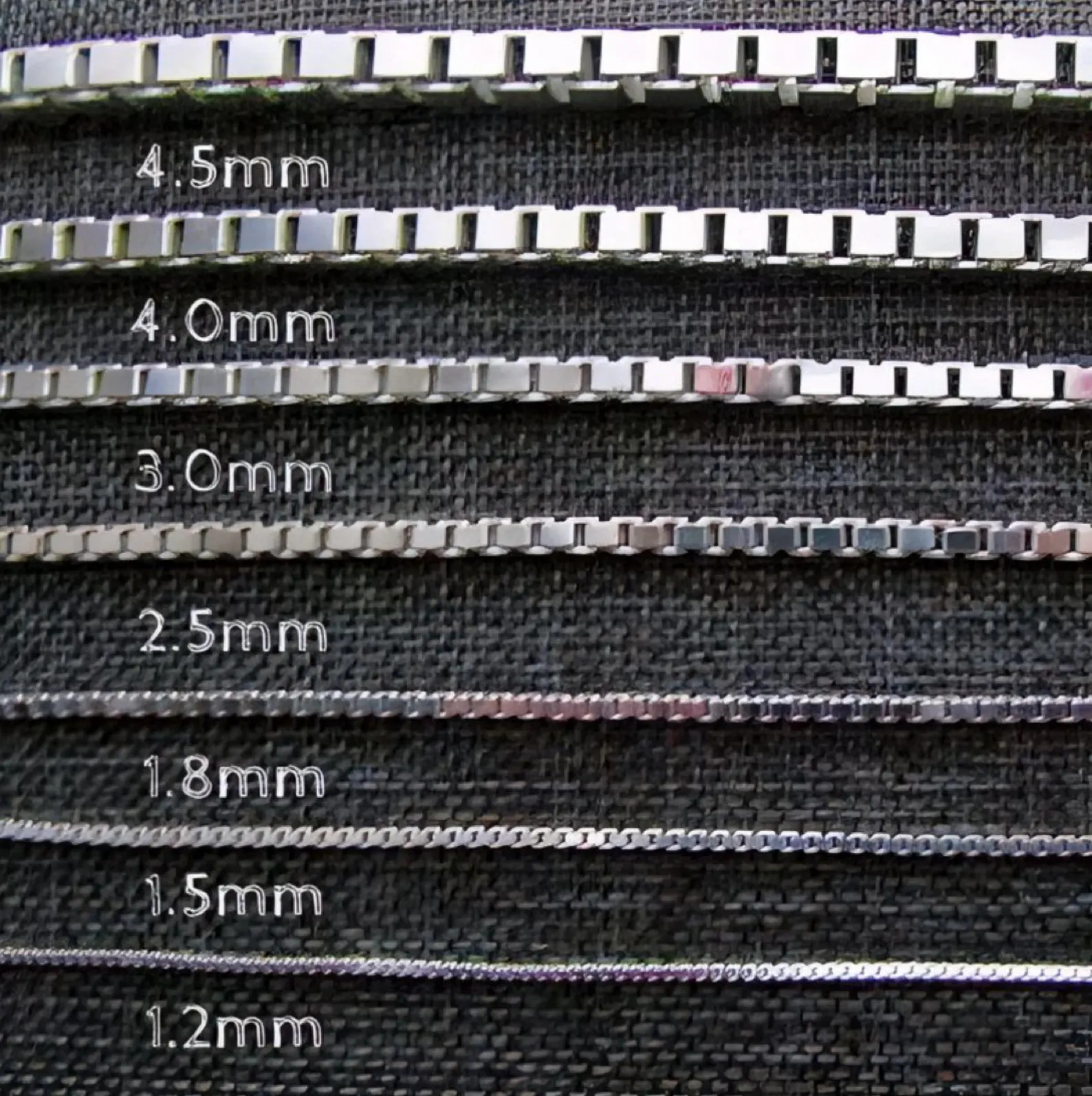 Sterling Silver Box Chain Necklace 1.2mm-4.5mm 16-36 inch Square Box Italian 925