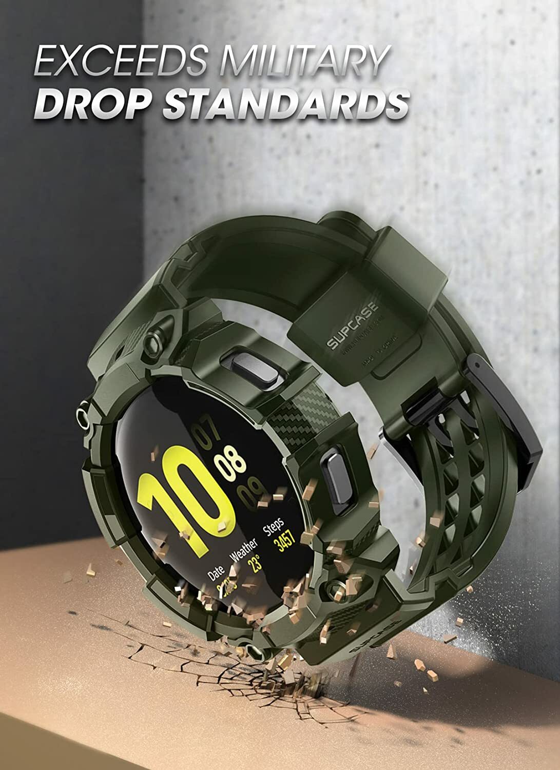 For Samsung Galaxy Watch 4 (44mm) SUPCASE Wristwatch Bands Rugged Bumper Strap