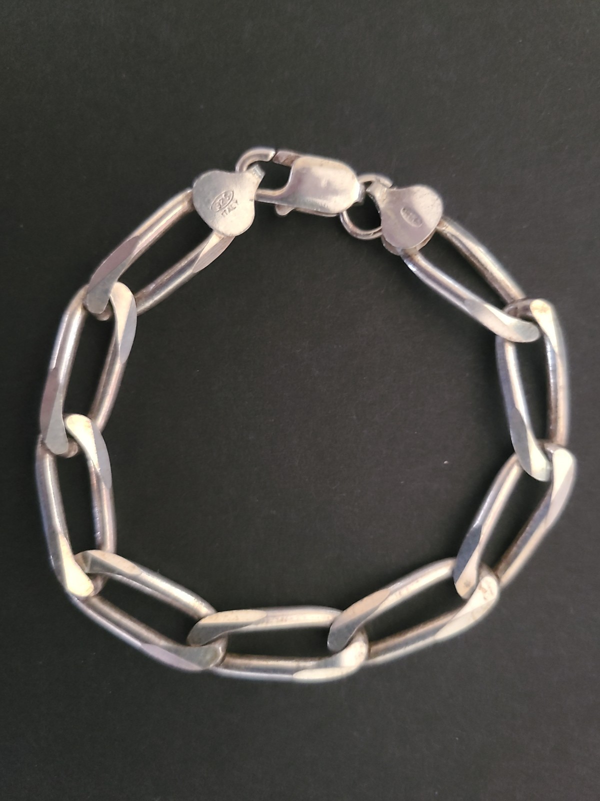 Vintage Italian Sterling Silver Figaro Link Bracelet Stamped 925 Italy 19 Grams