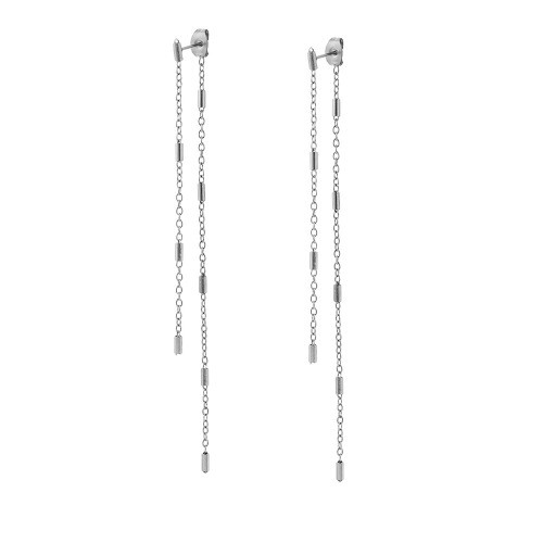 Stainless Steel Earrings Gold Plated Flattened Cross Clamp Chain